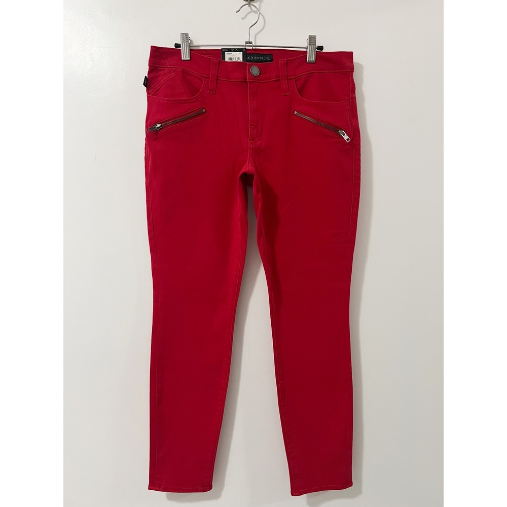 Rock & Republic Red Skinny‎ Zip Pocket Legging Pants Women Size 10